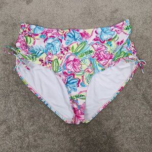 Stella Parker Women's Bikini Swim Bottom Size 20W Colorful Floral Ruched Sides